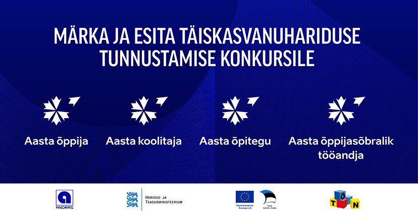 Esita kandidaat täiskasvanuhariduse tunnustuskonkursile