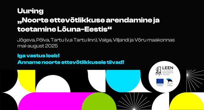 Mais stardib uuring noorte ettevõtlikkuse arendamisest Lõuna-Eestis
